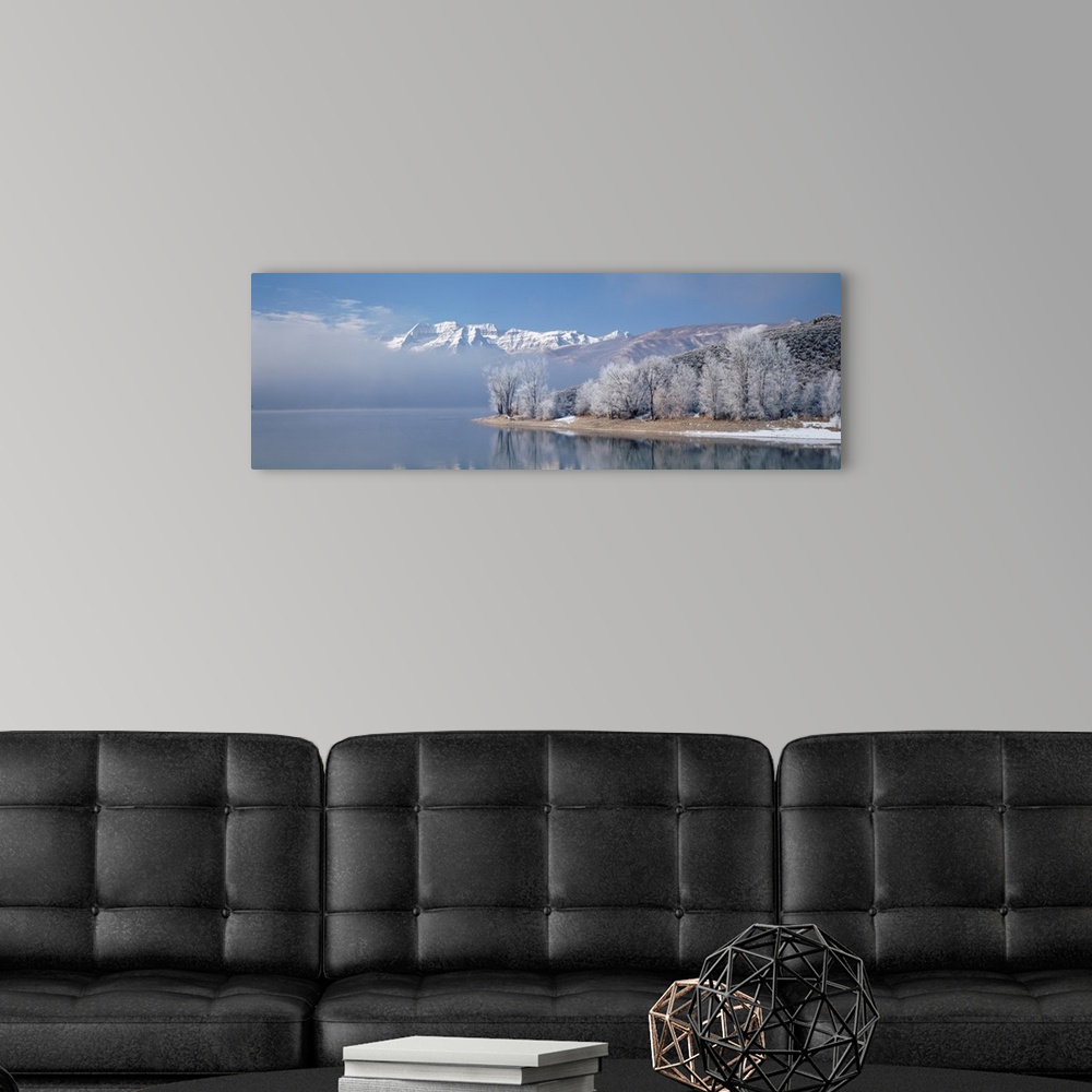 A modern room featuring Utah, Mt Timpanogos Deer Creek State Park, View of mist over a lake