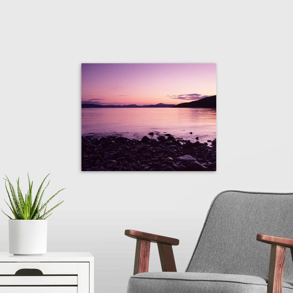 A modern room featuring View from Applecross to the Isle Of Skye at sunset, Inner Hebrides, Scotland