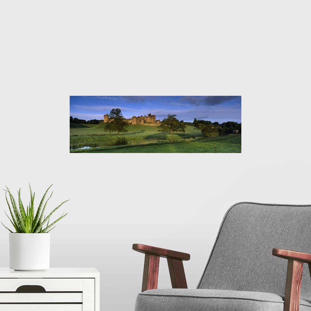 A modern room featuring View of a castle, Alnwick Castle, Northumberland, England