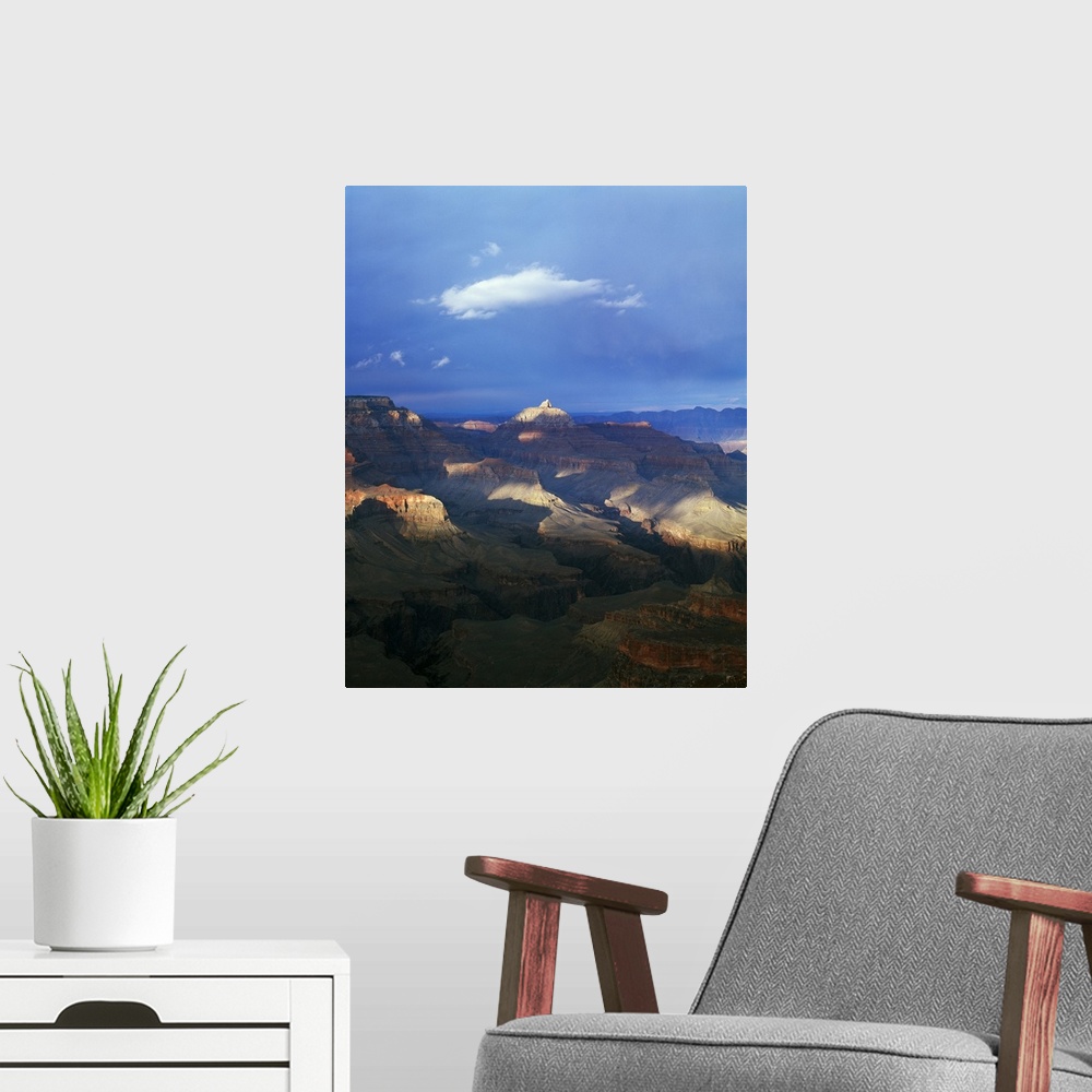 A modern room featuring View of Grand Canyon from Shoshone Point, storm cloud shadows, south rim, Grand Canyon National P...