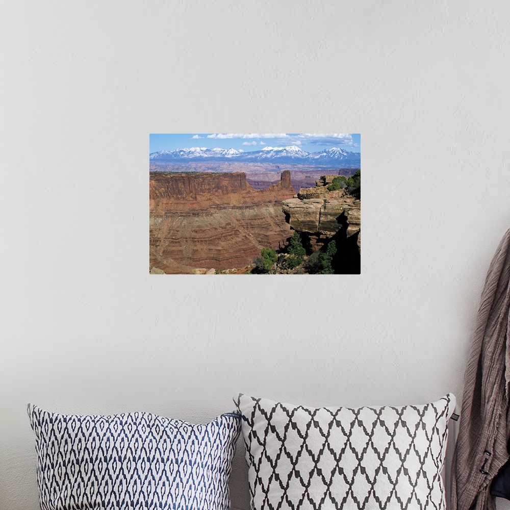 A bohemian room featuring View of Island in the Sky District, distant snow-capped mountains, Canyonlands National Park, Utah