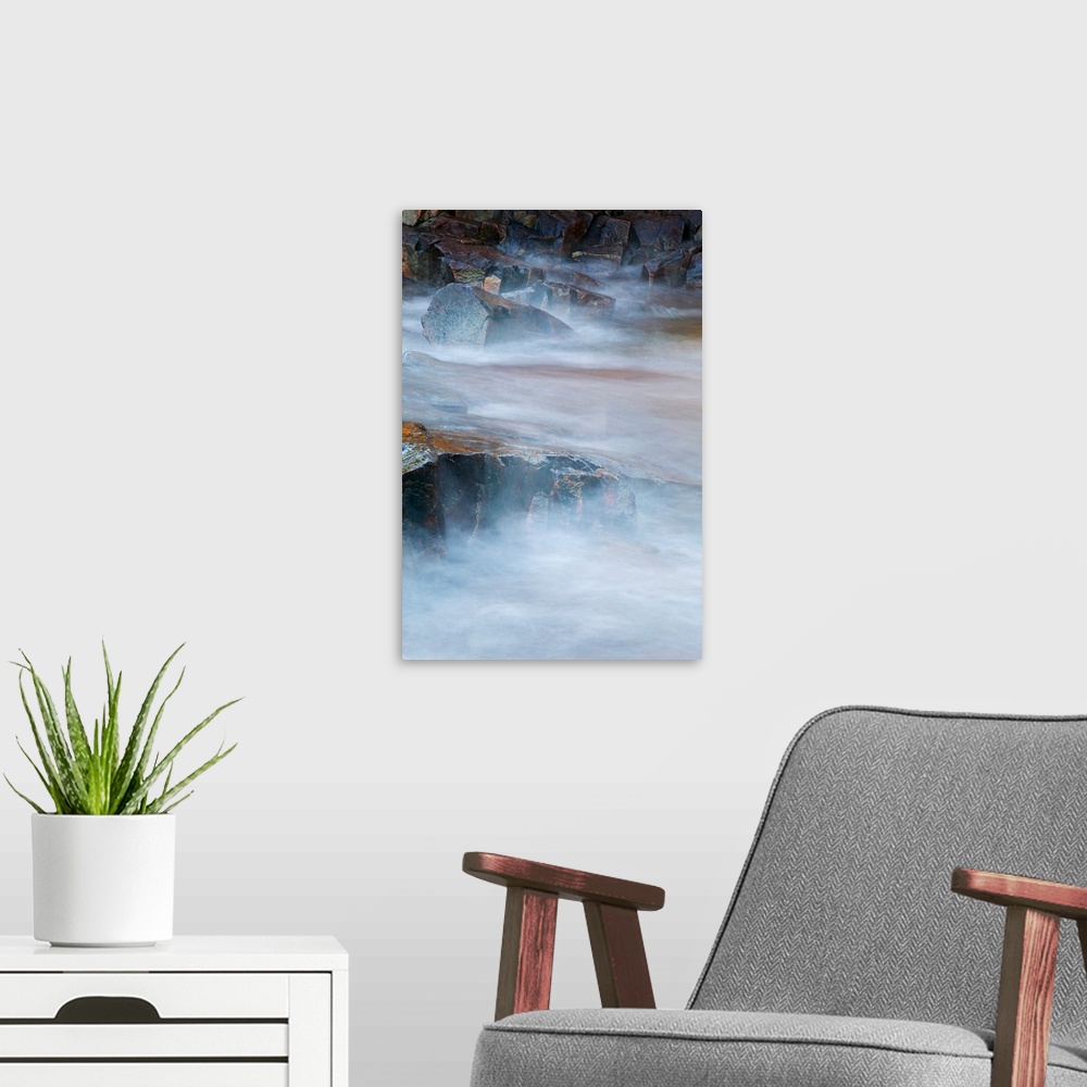 A modern room featuring View of mist over rocky Lake Superior, from Artist Point, Minnesota