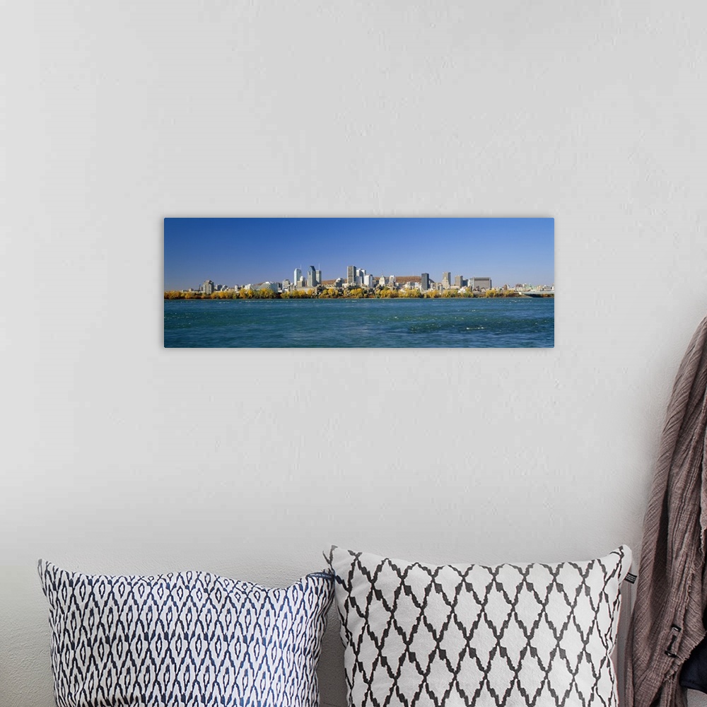 A bohemian room featuring View of Montreal Skyline and the Saint Lawrence River with Mount Royal in the background, Montrea...