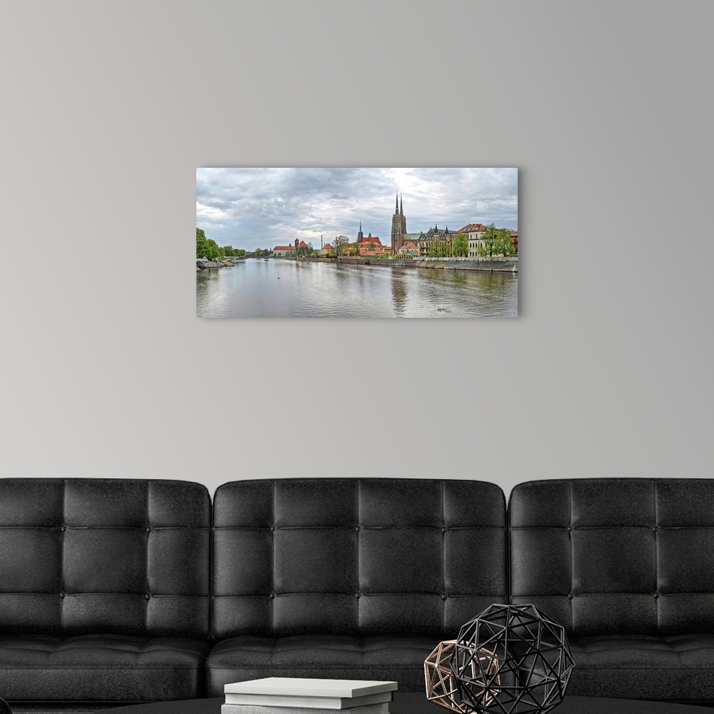 A modern room featuring View of Oder river and Cathedral island in Wroclaw, Poland