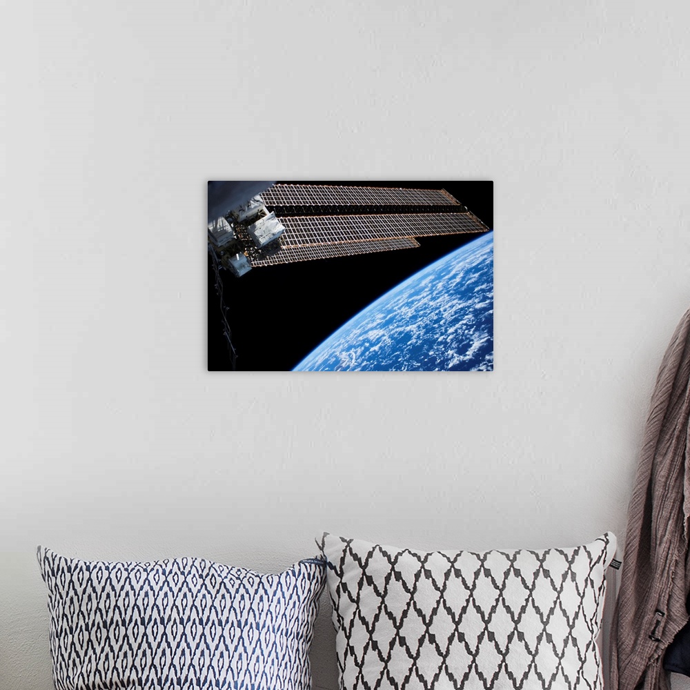 A bohemian room featuring View of planet Earth from space showing North Atlantic Ocean