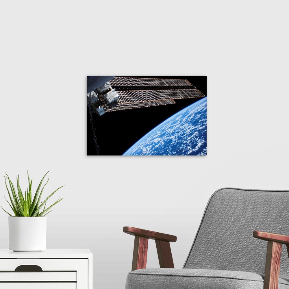 A modern room featuring View of planet Earth from space showing North Atlantic Ocean