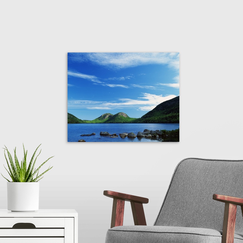 A modern room featuring View of The Bubbles across Jordan Pond, Acadia National Park, Maine