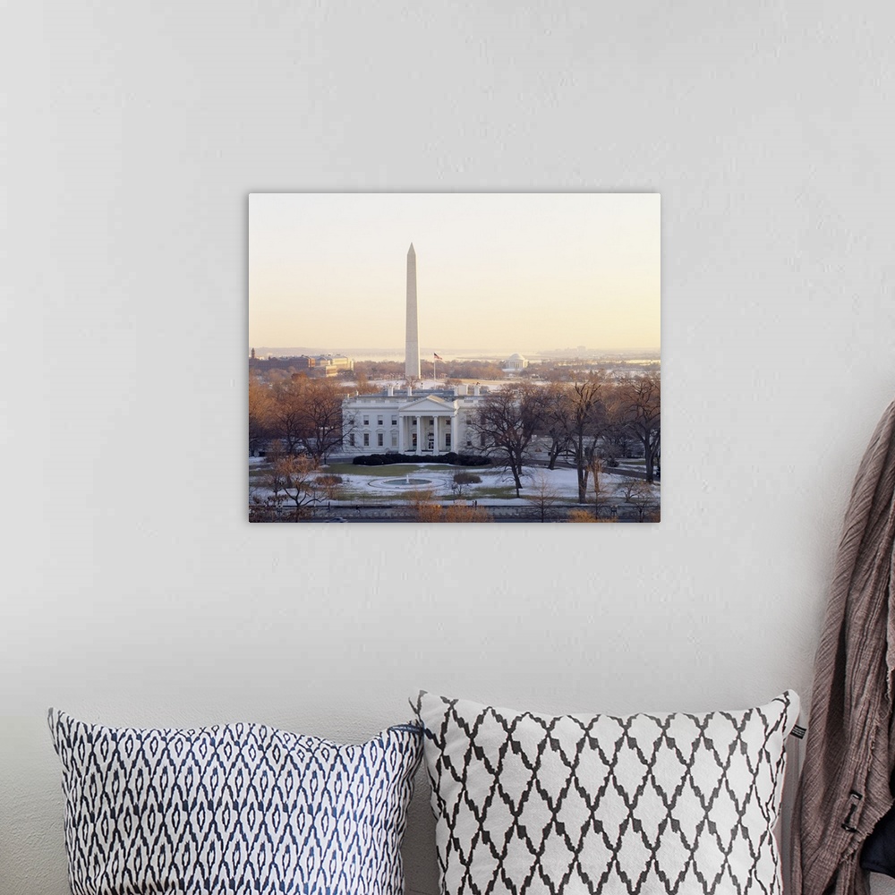 A bohemian room featuring View of the White House and Washington Monument at sunset, Washington DC