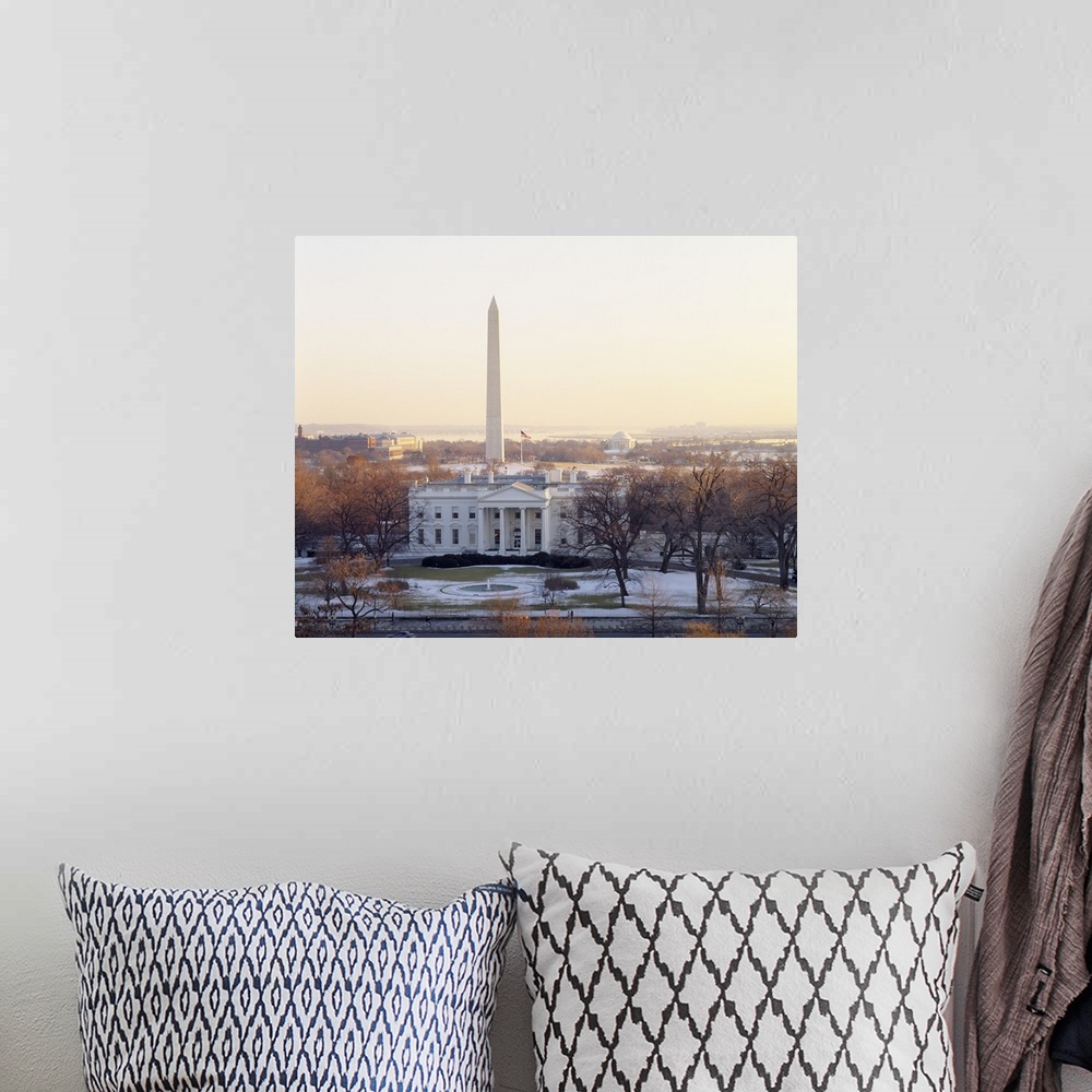 A bohemian room featuring View of the White House and Washington Monument at sunset, Washington DC