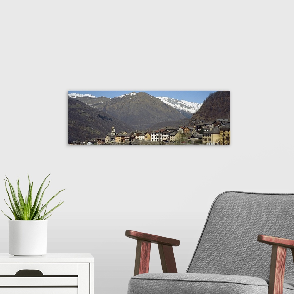 A modern room featuring Village in a valley, Blenio Valley, Ticino, Switzerland
