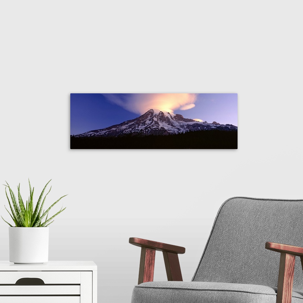 A modern room featuring Washington, Mt. Rainier, Mt. Rainier National Park, Clouds over the mountain range