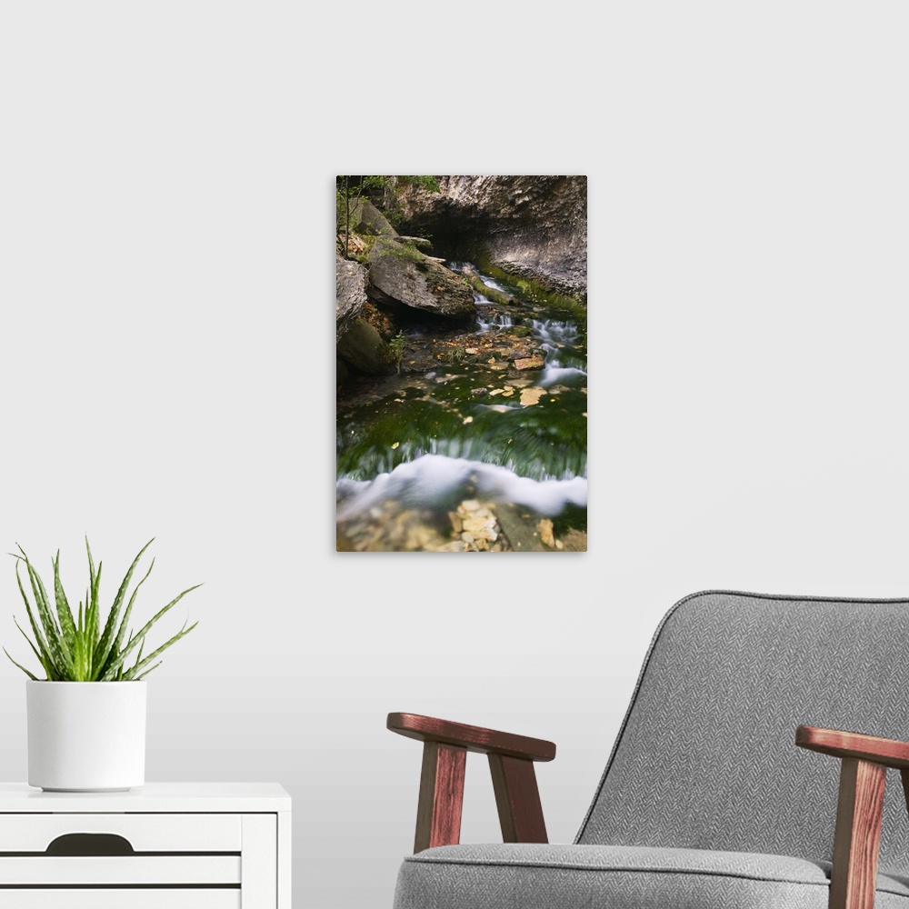 A modern room featuring Water cascading over rocks, Dunnings Spring, Dunnings Spring City Park, Iowa
