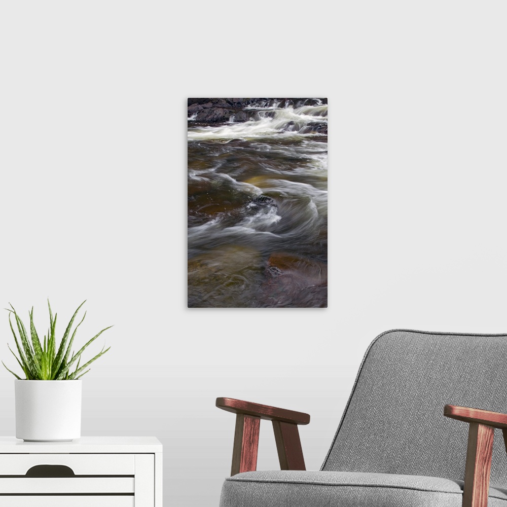 A modern room featuring Water rushing over rocks, close up, Pigeon River, Grand Portage State Park, Minnesota