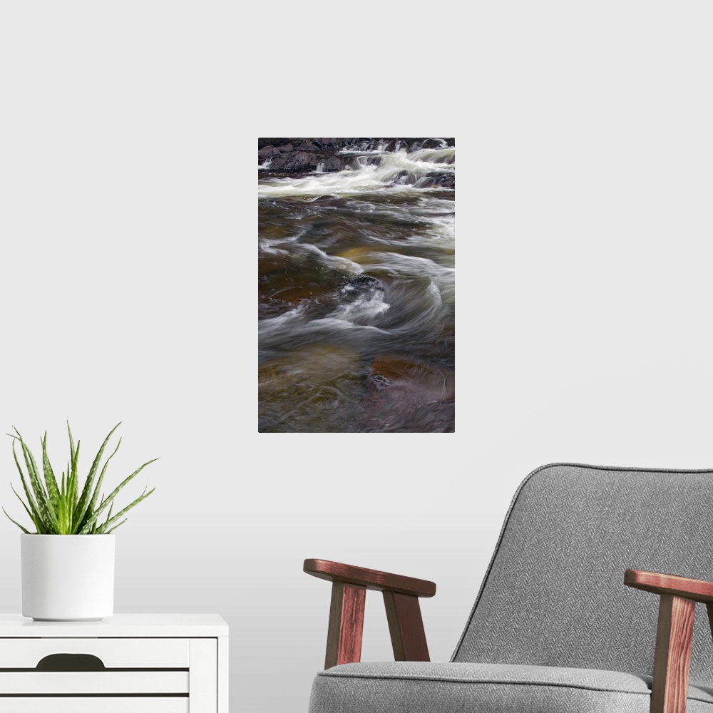 A modern room featuring Water rushing over rocks, close up, Pigeon River, Grand Portage State Park, Minnesota