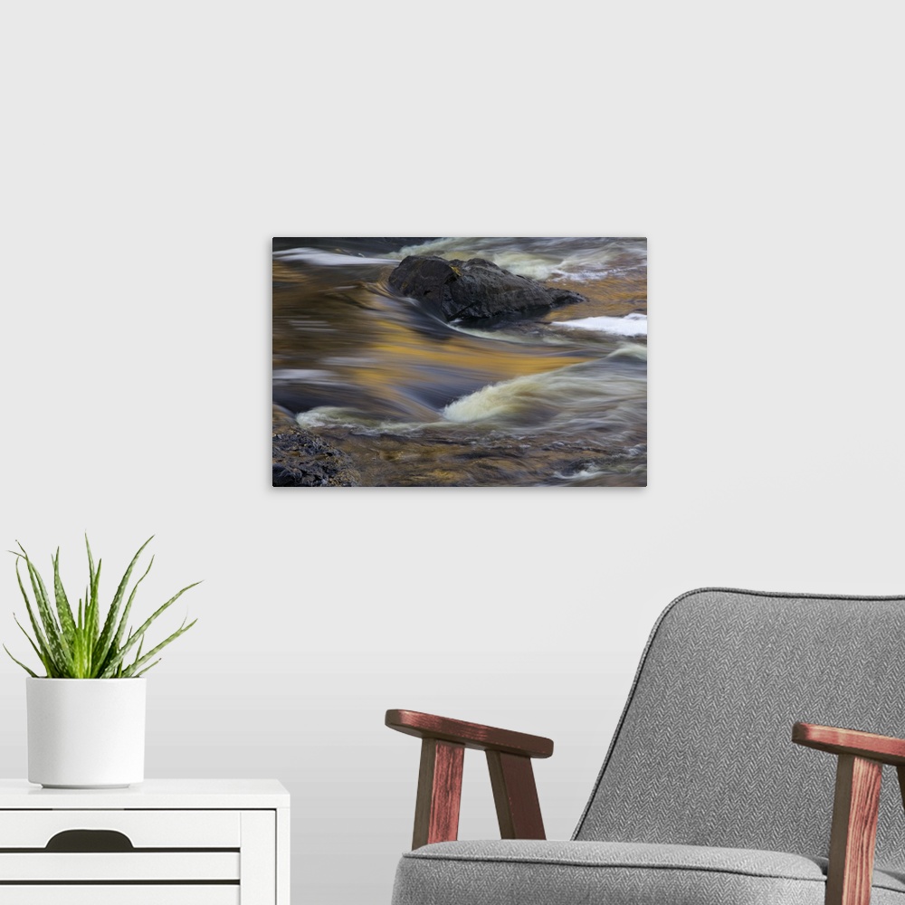 A modern room featuring Water rushing over rocks in Saint Louis River, close up, Jay Cooke State Park, Minnesota