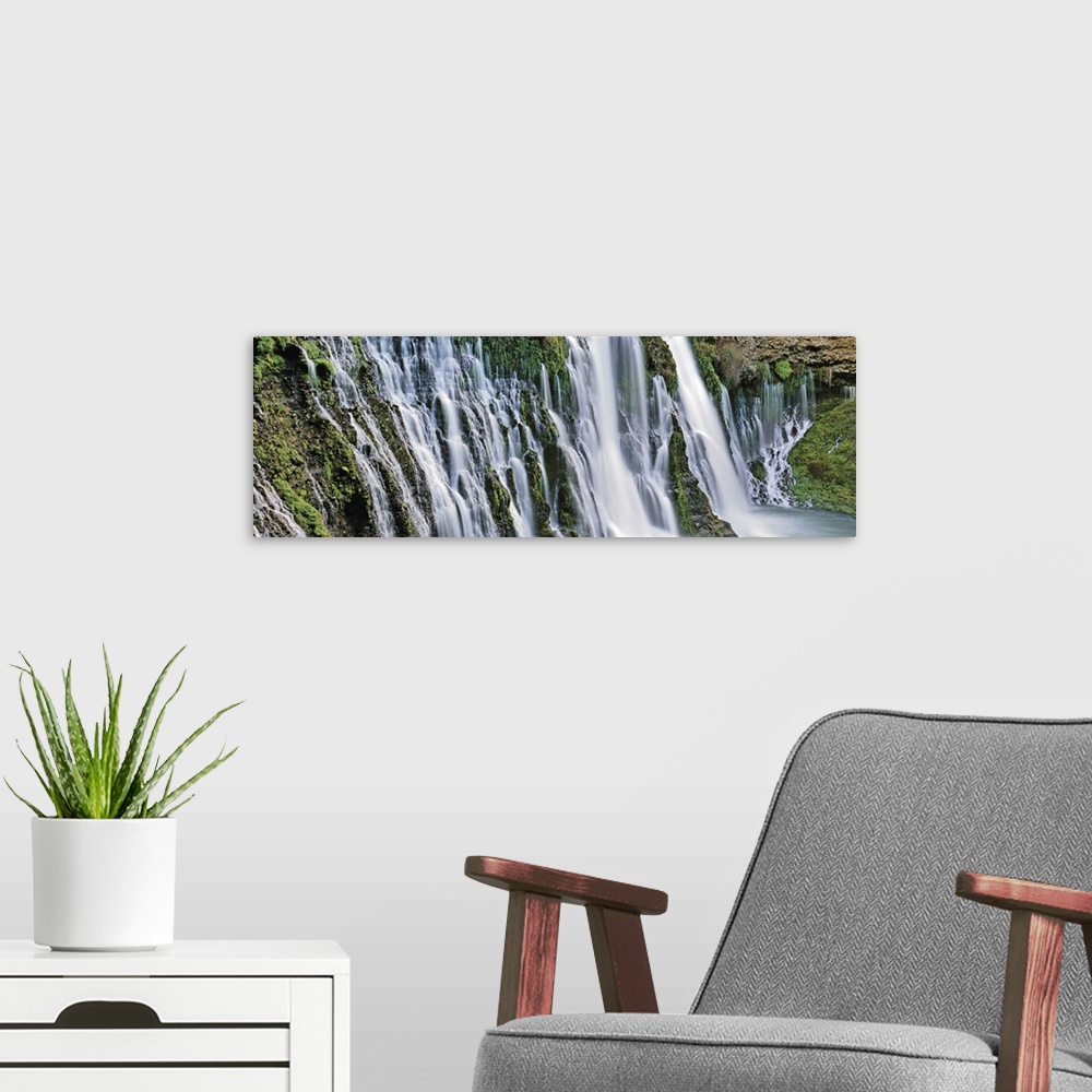 A modern room featuring Waterfall in a forest, Burney Falls, McArthur-Burney Falls Memorial State Park, California