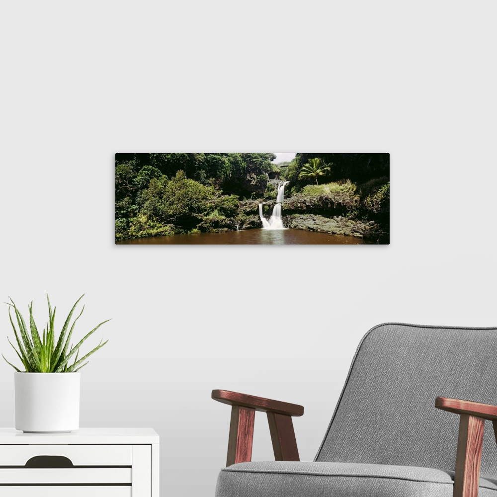 A modern room featuring Waterfall in a forest, Hana Falls, Maui, Hawaii