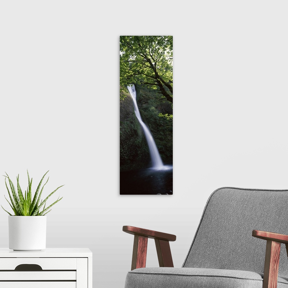 A modern room featuring Waterfall in a forest, Horsetail falls, Larch Mountain, Hood River, Columbia River Gorge, Oregon,