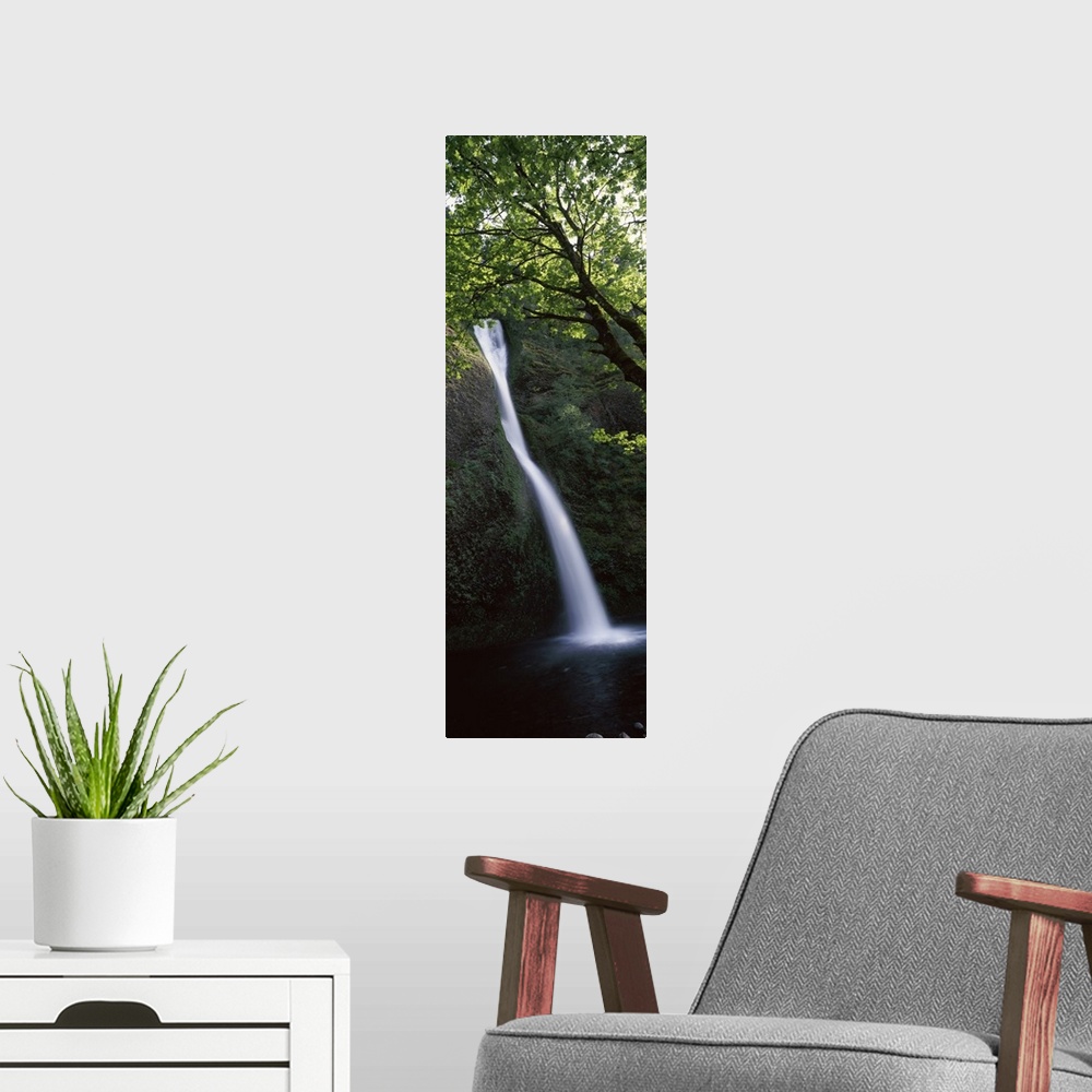 A modern room featuring Waterfall in a forest, Horsetail falls, Larch Mountain, Hood River, Columbia River Gorge, Oregon,