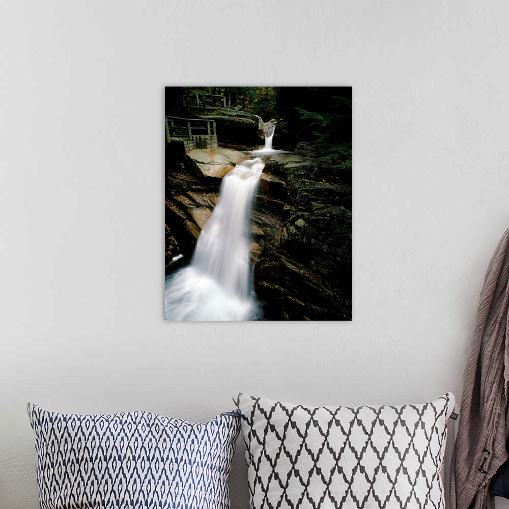 A bohemian room featuring Waterfall in a forest, Sabbaday Falls, New Hampshire,