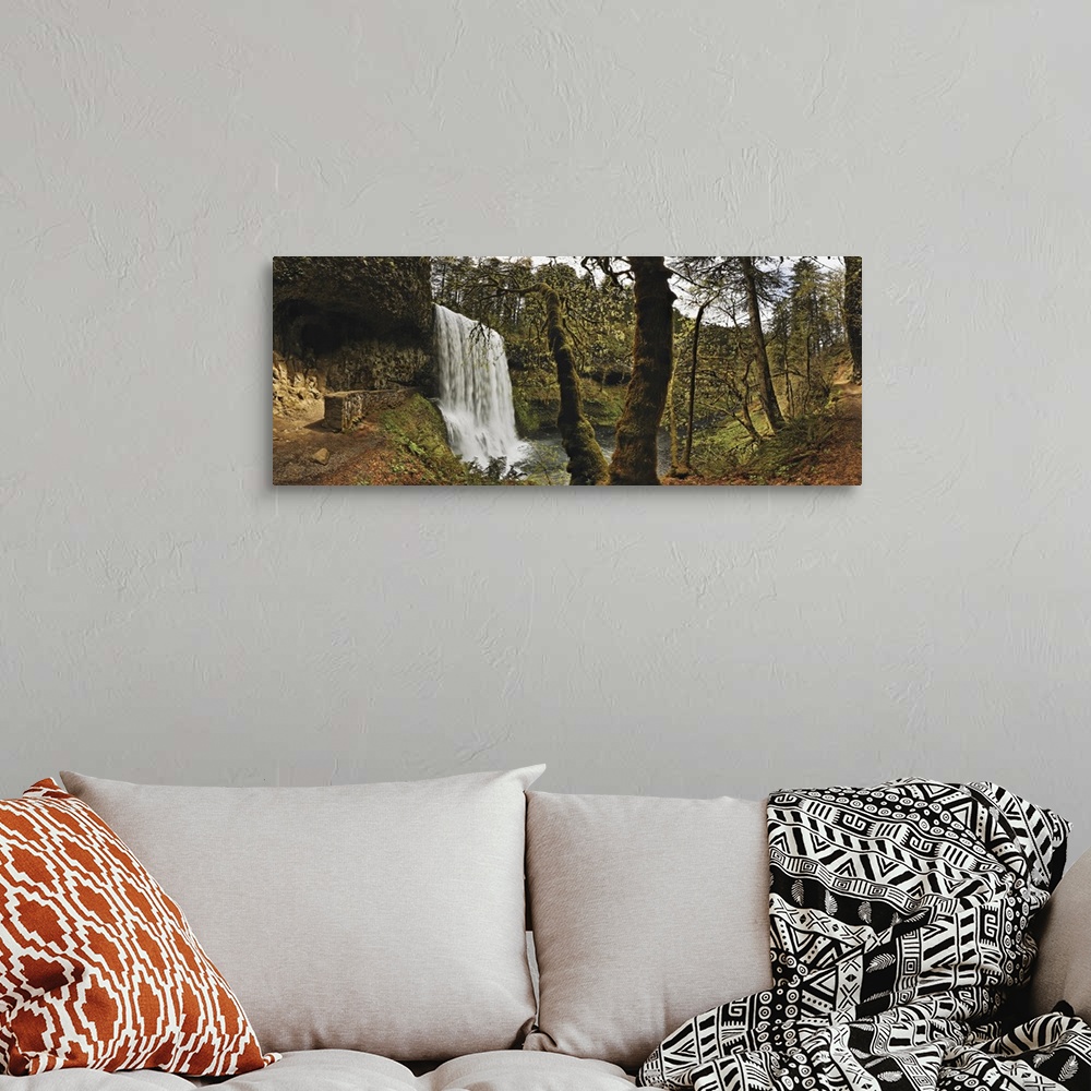 A bohemian room featuring Waterfall in a forest, South Falls, Silver Falls State Park, Oregon