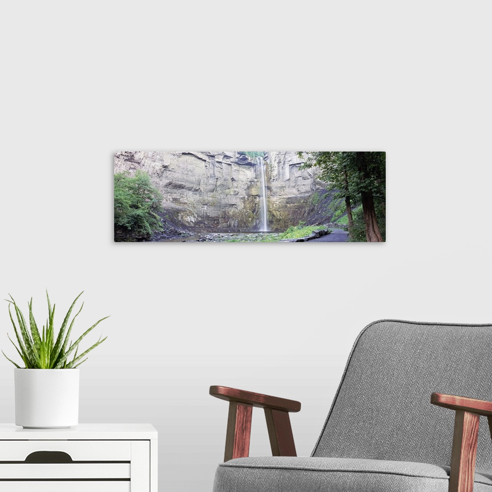 A modern room featuring Waterfall in a forest, Taughannock Falls, Taughannock Falls State Park, Finger Lakes, New York State