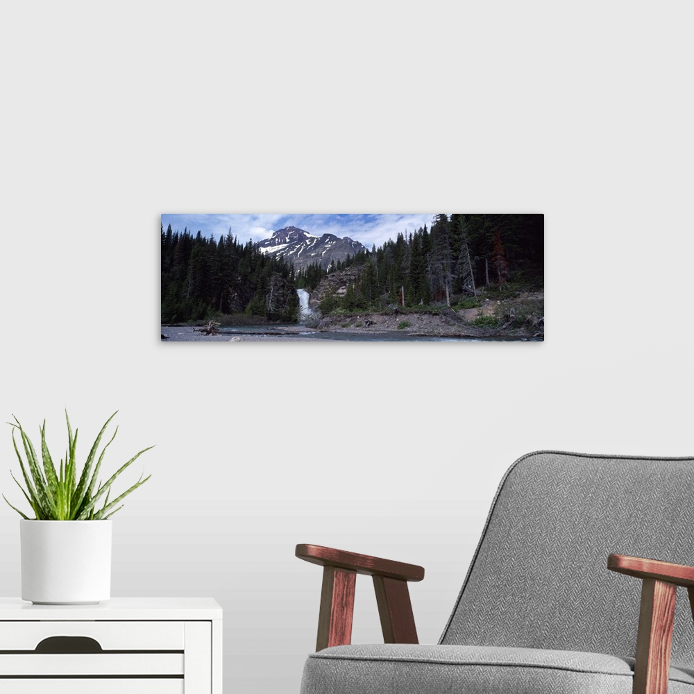 A modern room featuring Rising Wolf Mountain and Trick Falls, Two Medicine Valley, Glacier National Park, Montana