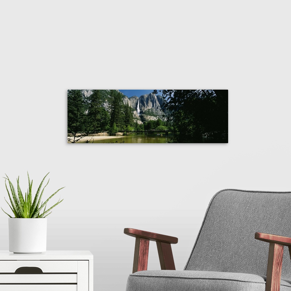 A modern room featuring Waterfall in a national park, Upper Yosemite Falls, Merced River, Yosemite National Park, California