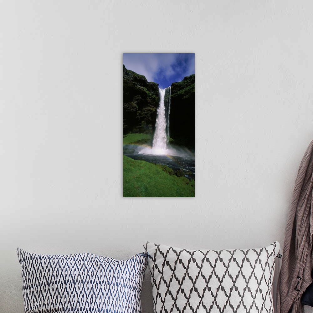A bohemian room featuring Waterfall in the forest, Kvernufoss, Iceland