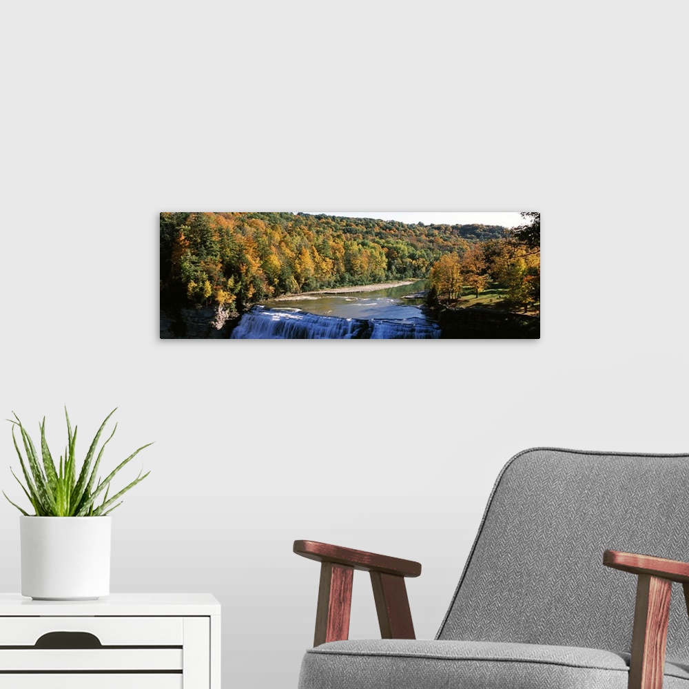 A modern room featuring Waterfall, Middle Falls, Genesee, Letchworth State Park, New York State,