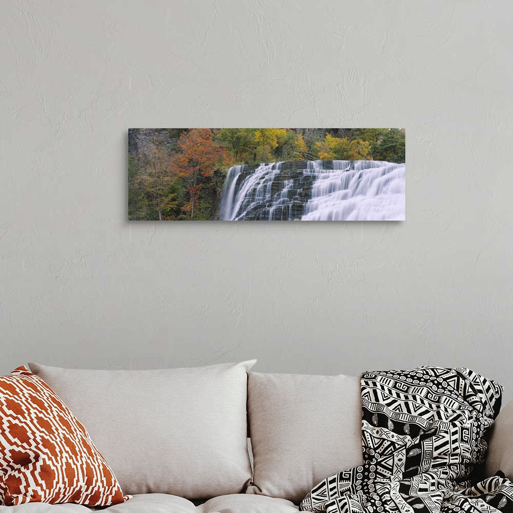 A bohemian room featuring Waterfall on a mountain, Ithaca Falls, Tompkins County, Ithaca, New York