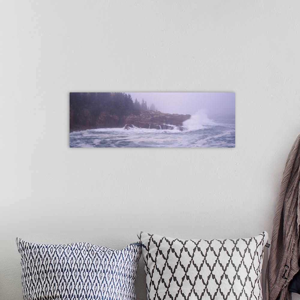 A bohemian room featuring Waves breaking against rocks, Monument Cove, Mount Desert Island, Acadia National Park, Maine
