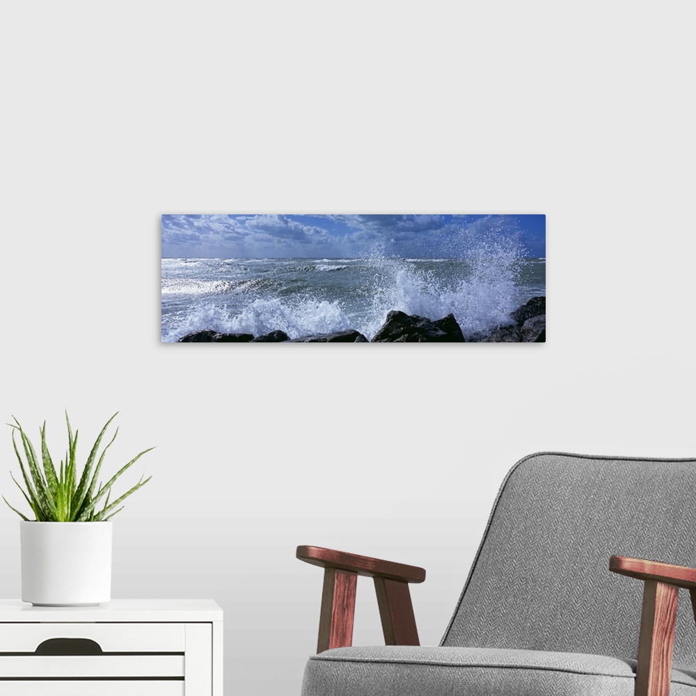 A modern room featuring Waves breaking on rocks, Gulf of Mexico, Venice, Florida