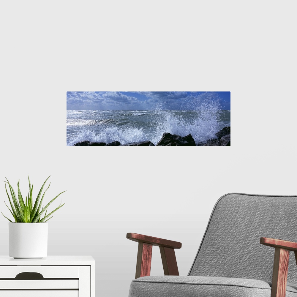 A modern room featuring Waves breaking on rocks, Gulf of Mexico, Venice, Florida
