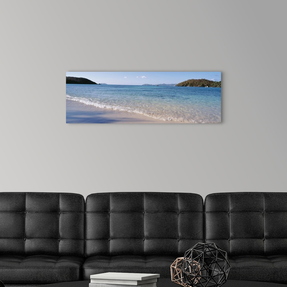 A modern room featuring Waves breaking on the beach, Hawksnest Bay, St John, US Virgin Islands