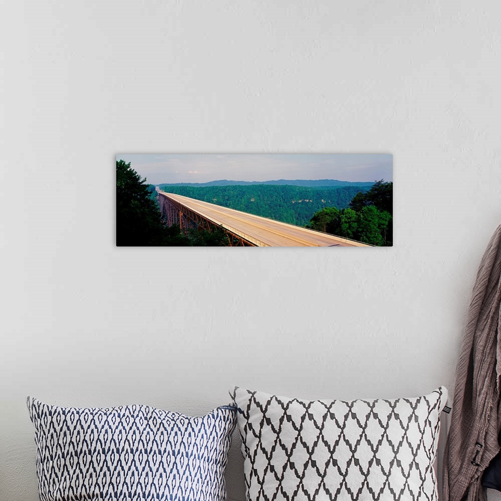 A bohemian room featuring West Virginia, Route 19, High angle view of New River Gorge Bridge