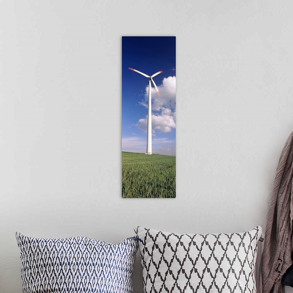 A bohemian room featuring Wind turbine in a field, Baden Wurttemberg, Germany