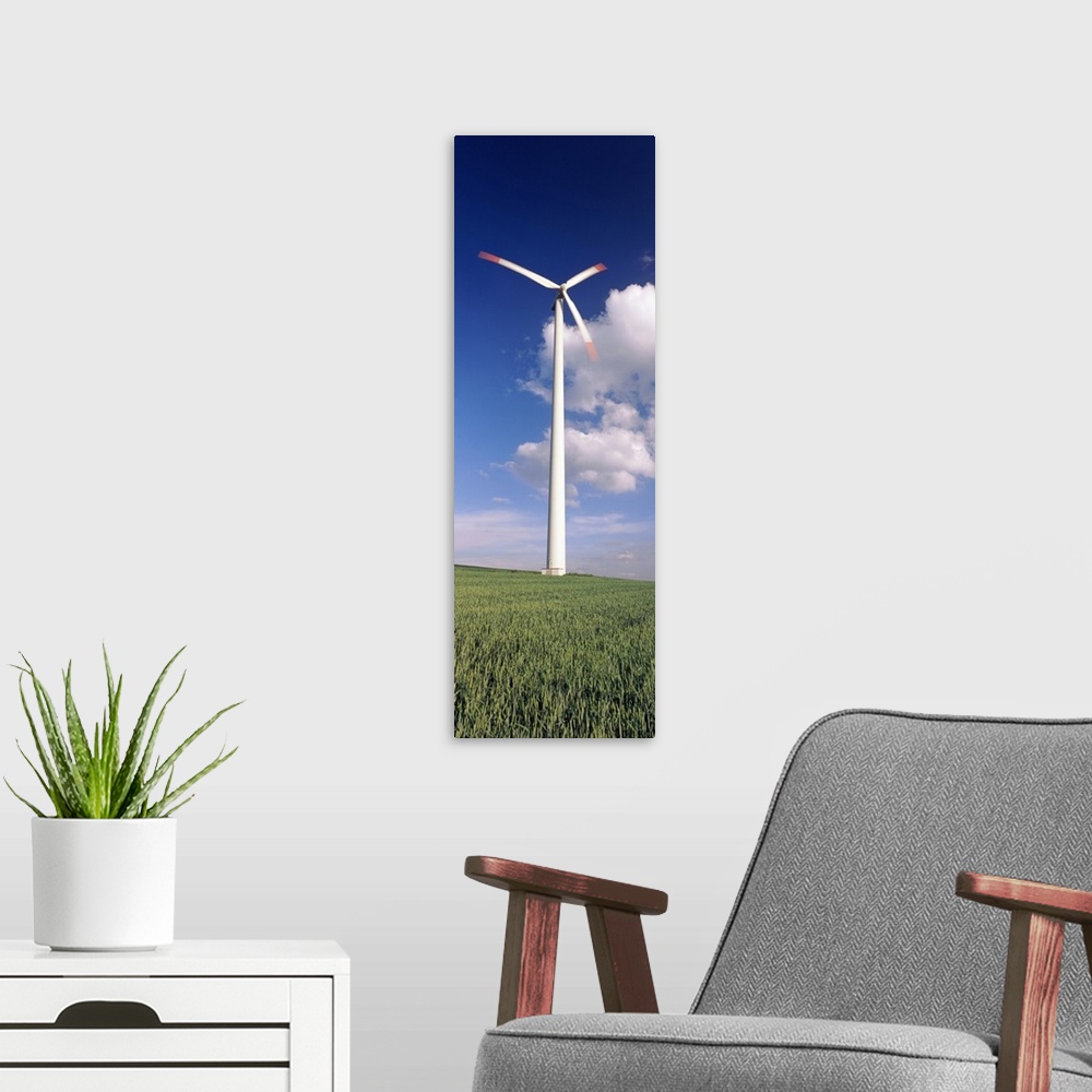 A modern room featuring Wind turbine in a field, Baden Wurttemberg, Germany