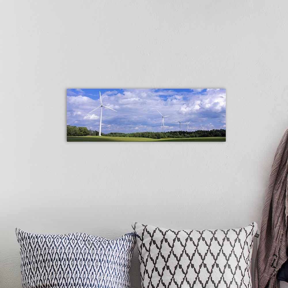 A bohemian room featuring Wind turbines in a field, Lewis County, New York State