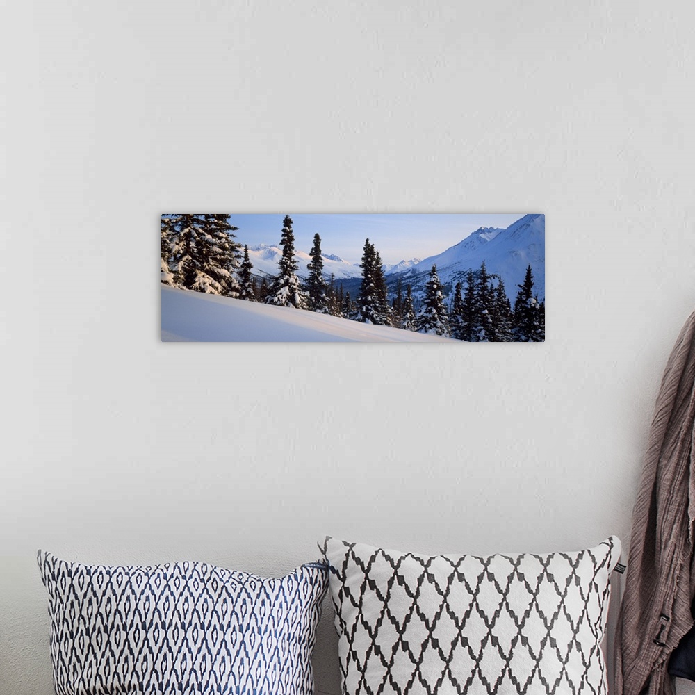 A bohemian room featuring Winter Chugach Mountains AK