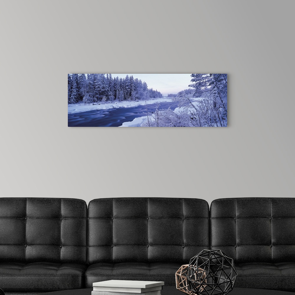 A modern room featuring Winter River