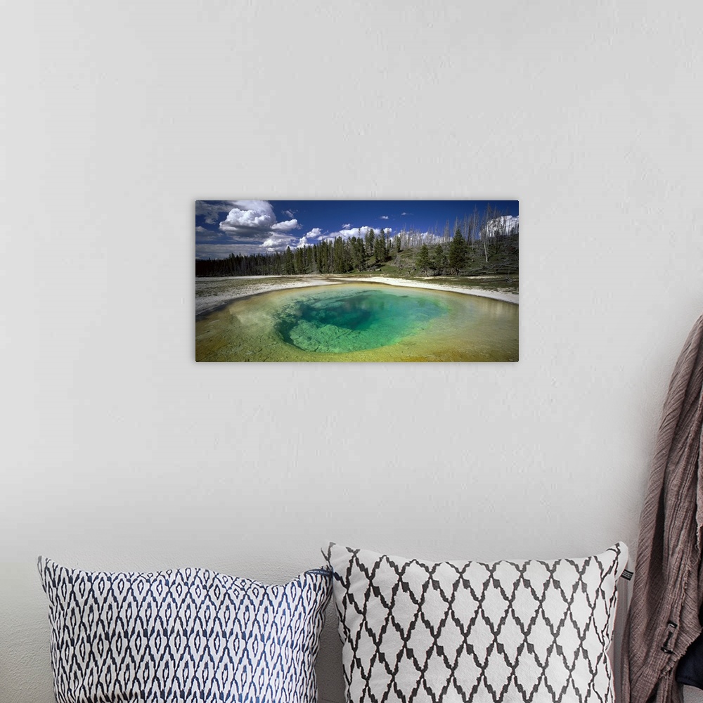 A bohemian room featuring Wyoming, Yellowstone National Park, Beauty pool, Hot spring pool in the landscape