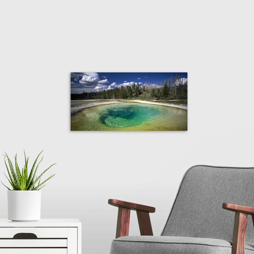 A modern room featuring Wyoming, Yellowstone National Park, Beauty pool, Hot spring pool in the landscape