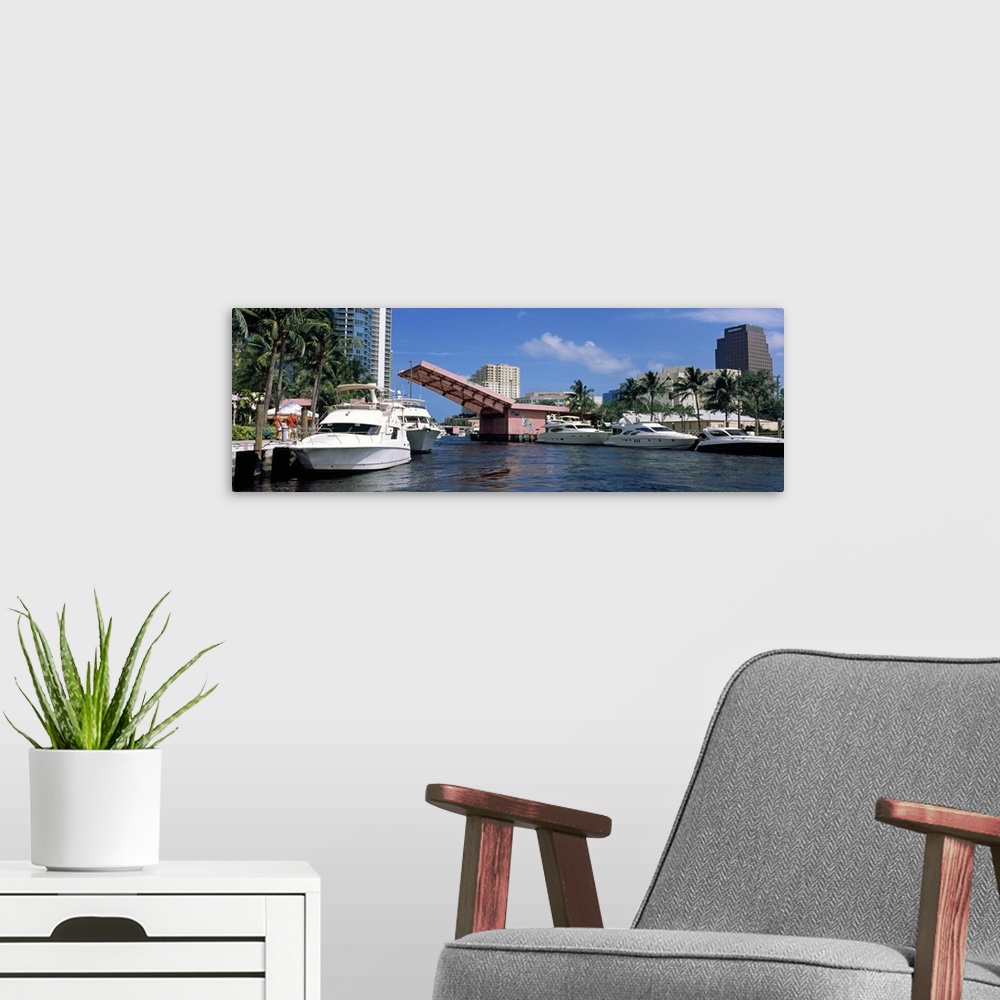 A modern room featuring Yachts in a canal, Fort Lauderdale, Broward County, Florida