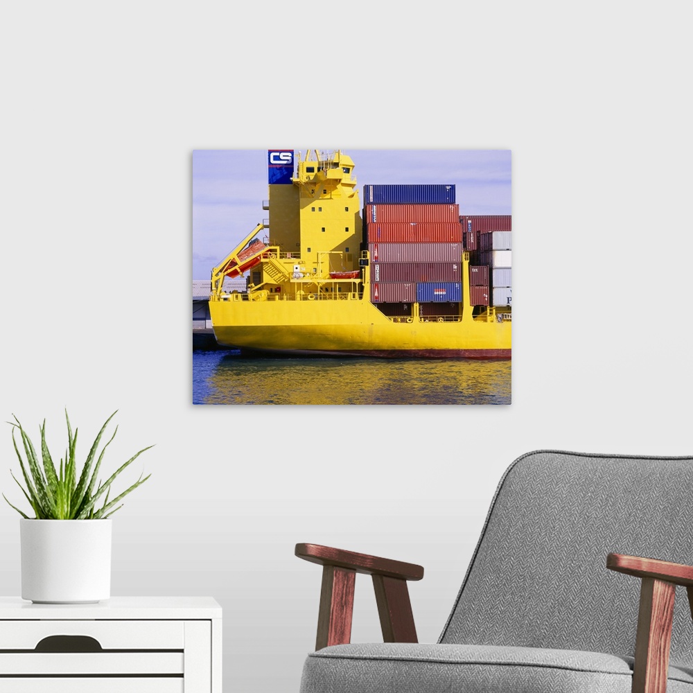 A modern room featuring Yellow Container Ship