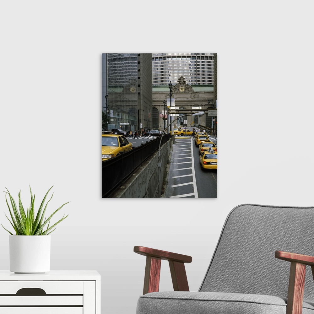 A modern room featuring Yellow taxis on road viewed from Park Avenue Tunnel, Grand Central Terminal, Manhattan, New York ...