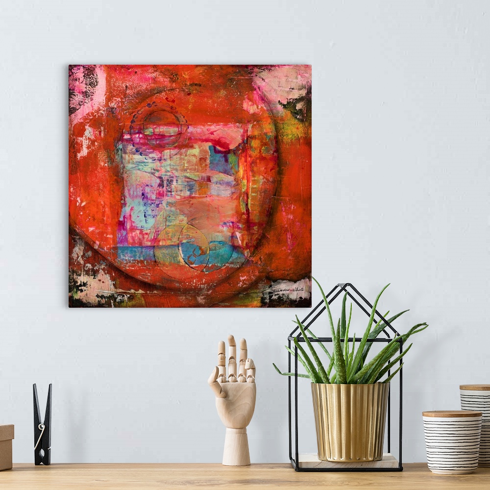 A bohemian room featuring Red Abstract