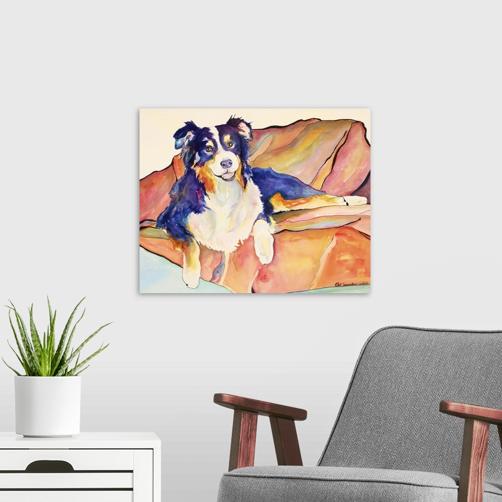 A modern room featuring Scout