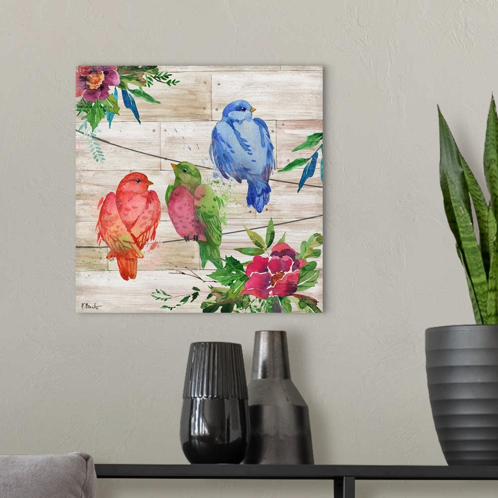 A modern room featuring Abloom Birds I