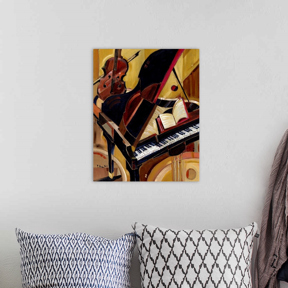 A bohemian room featuring Abstract Piano II